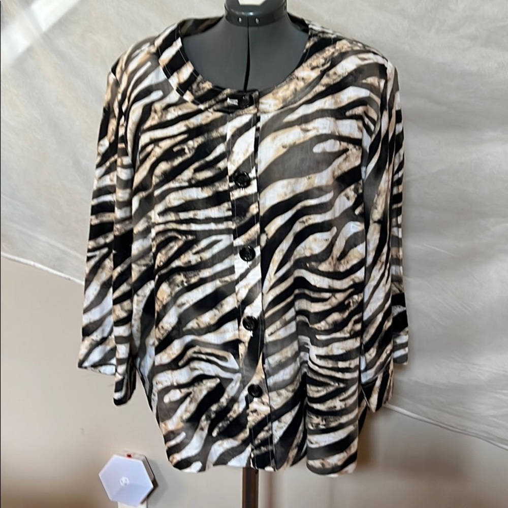 JM Collection Womans Animal Print Jacket Sz 24W